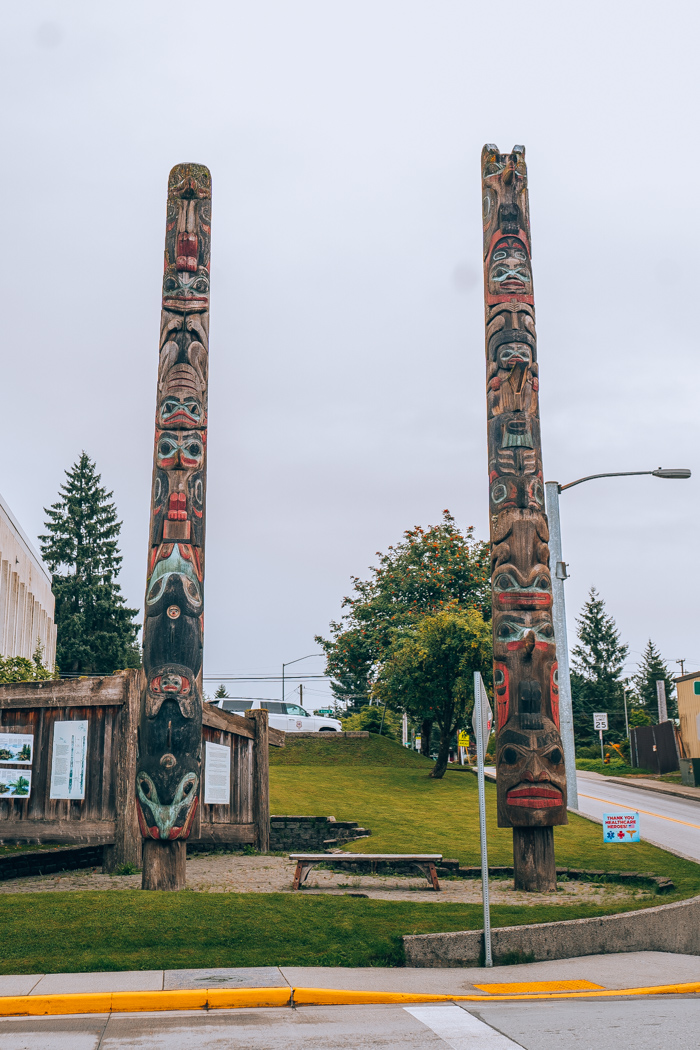 Totem Poles found in Totem Park in Petersburg Southeast Alaska
