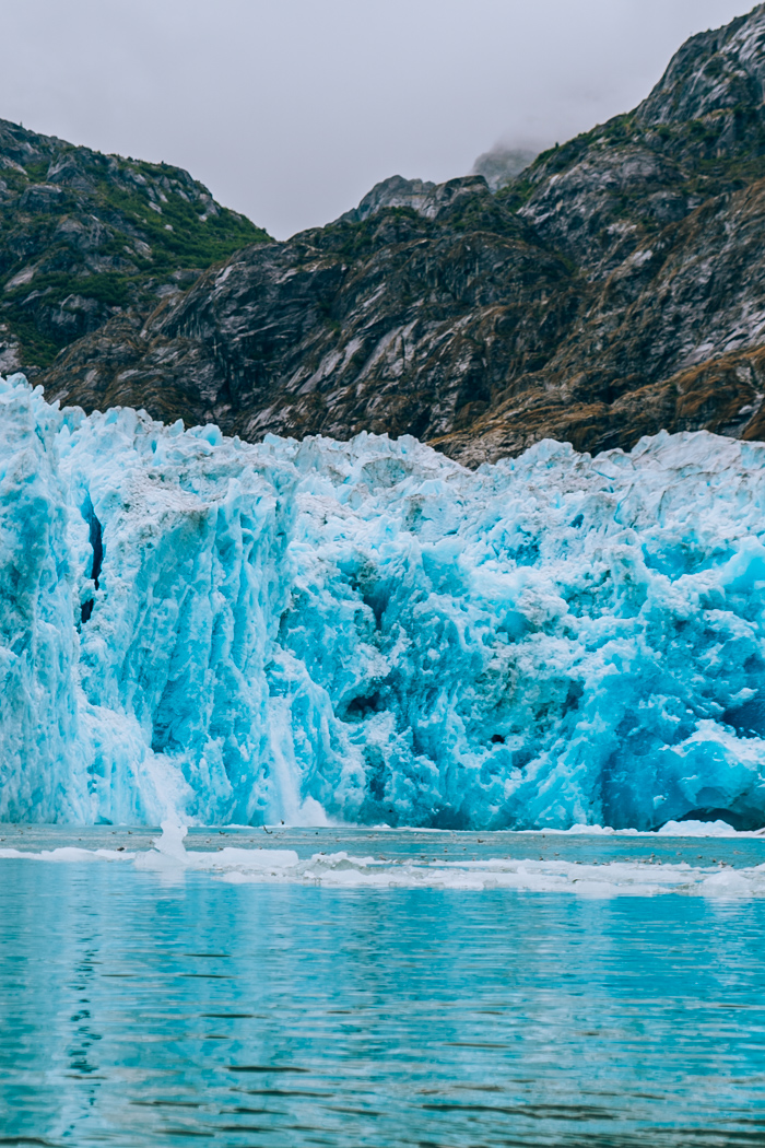 blue icebergs in LeConte Glaciers in Southeast Alaska